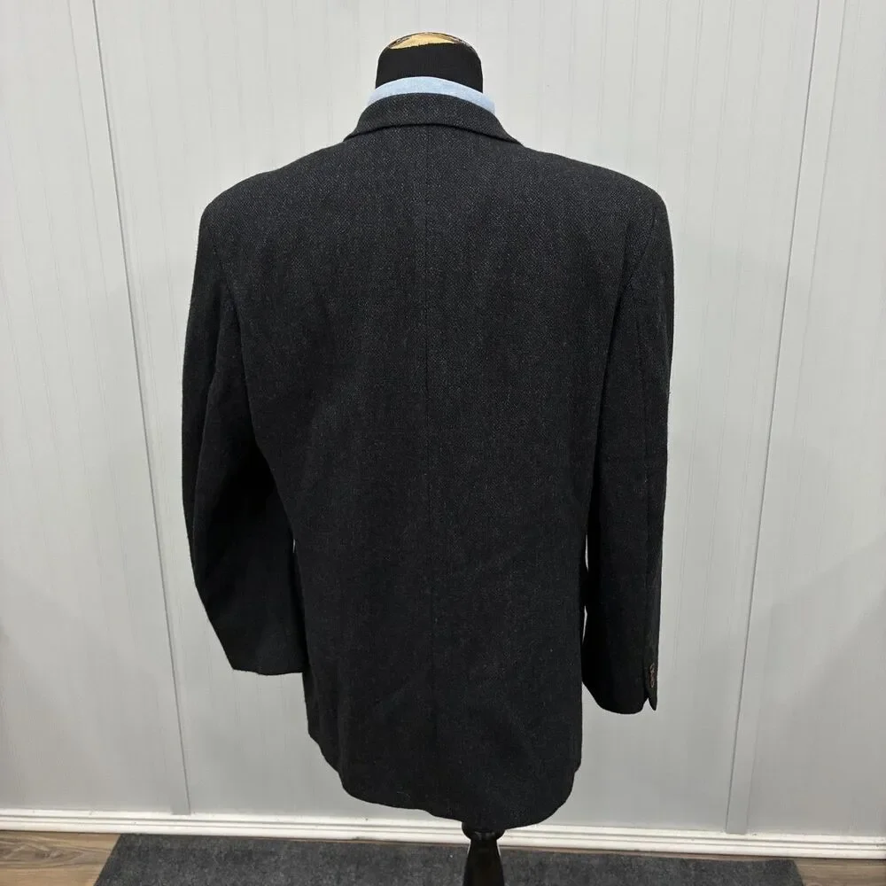 VTG Hugo Boss Corleone 48L Black Lambswool Ventless Sports Coat